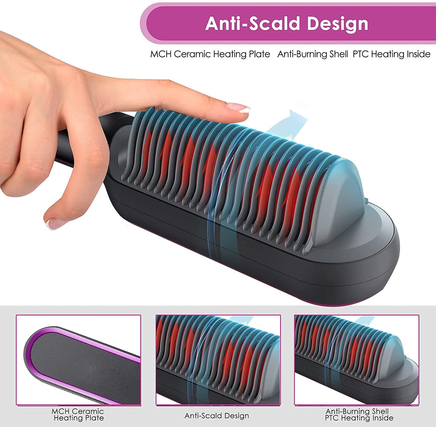 2-in-1 Hair Straightener Curling Professional Styling Brush Hair Curler