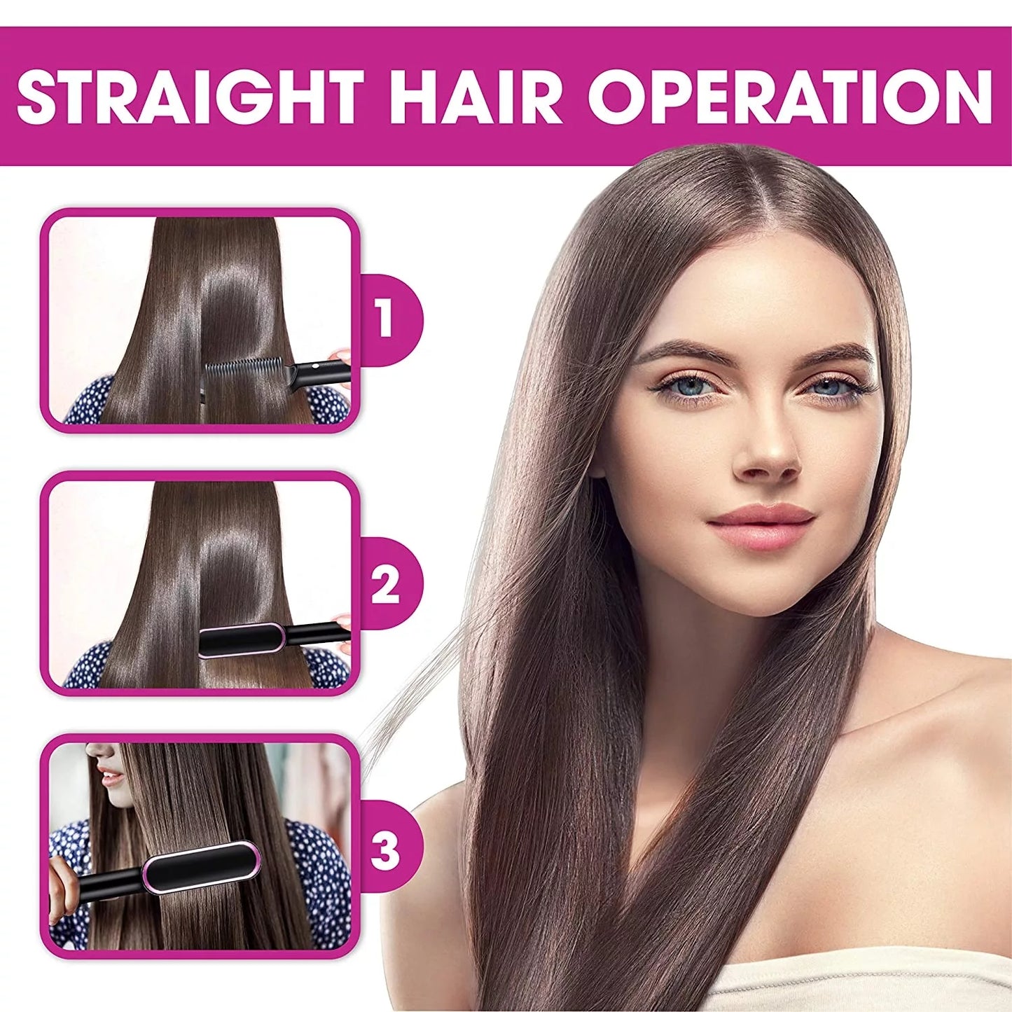2-in-1 Hair Straightener Curling Professional Styling Brush Hair Curler