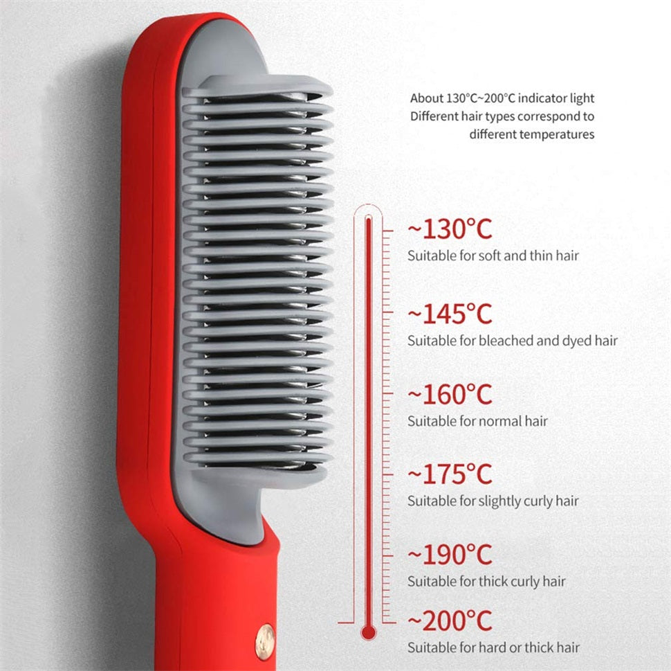 2-in-1 Hair Straightener Curling Professional Styling Brush Hair Curler