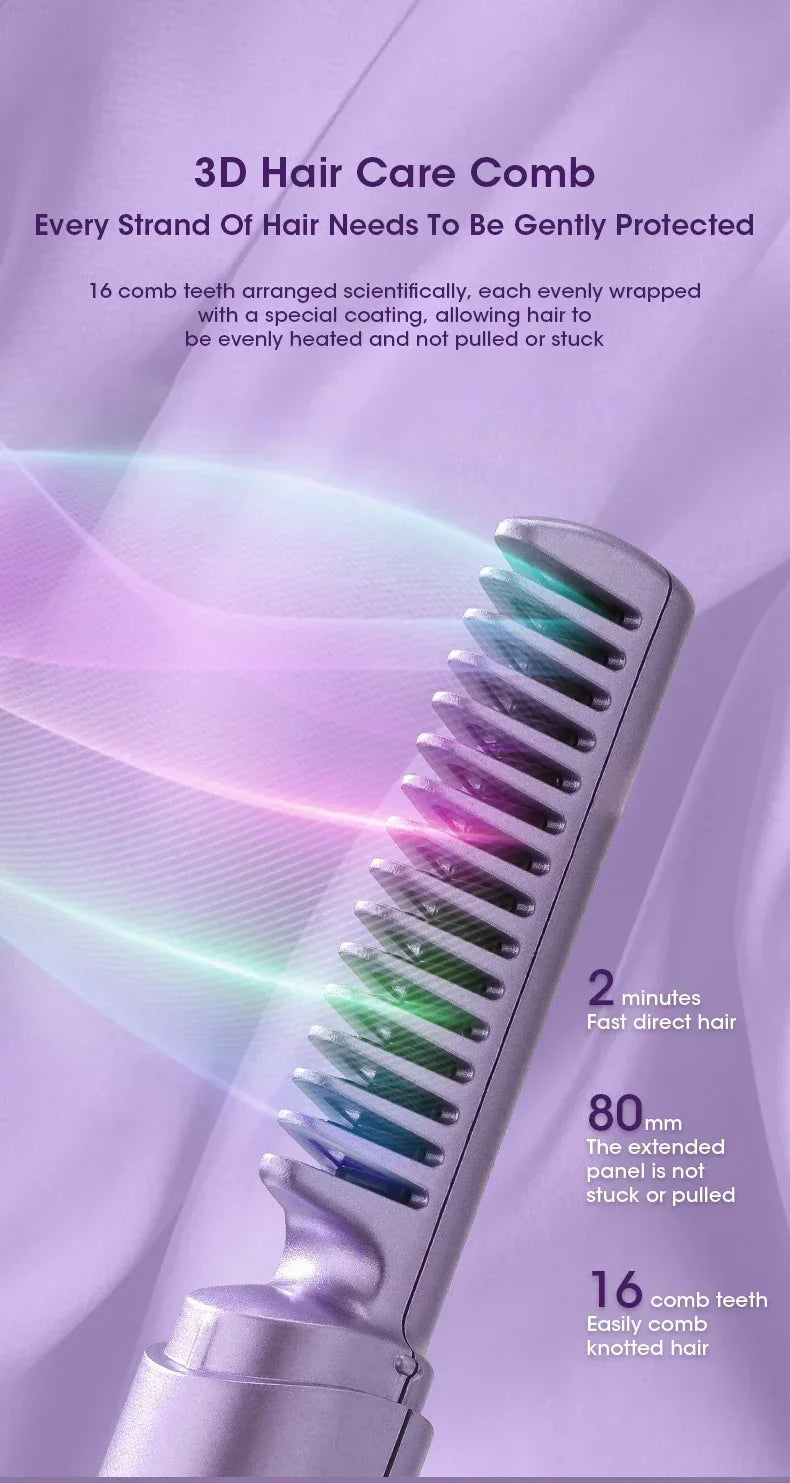 2-in-1 Hair Straightener and Curler Brush | Styling Comb for All Hair Types