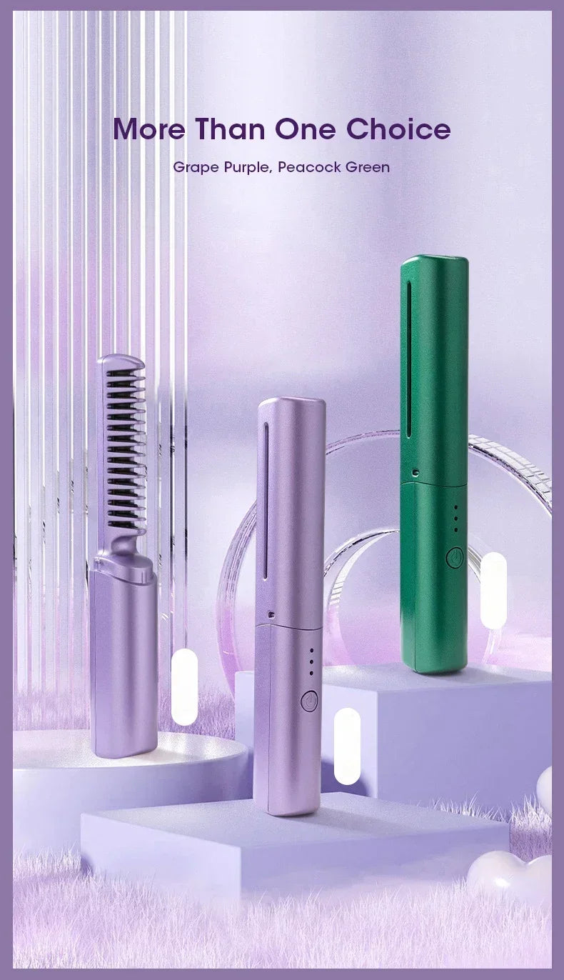 2-in-1 Hair Straightener and Curler Brush | Styling Comb for All Hair Types