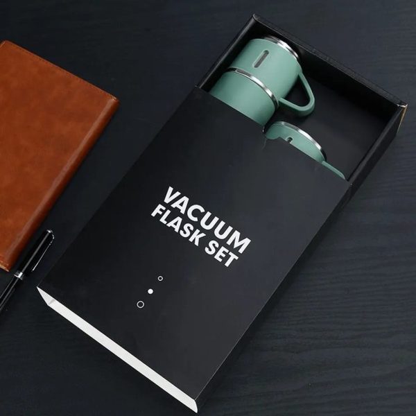 Stainless Steel Vacuum Flask Set – 500ml With 3 Cups