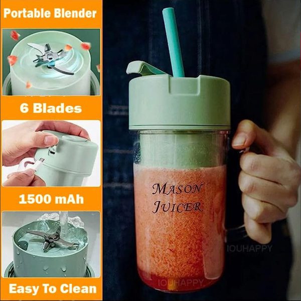 Mason Portable Mini Juicer Blender With Straw Cup | Juicer Portable Outdoor Juicing Cup