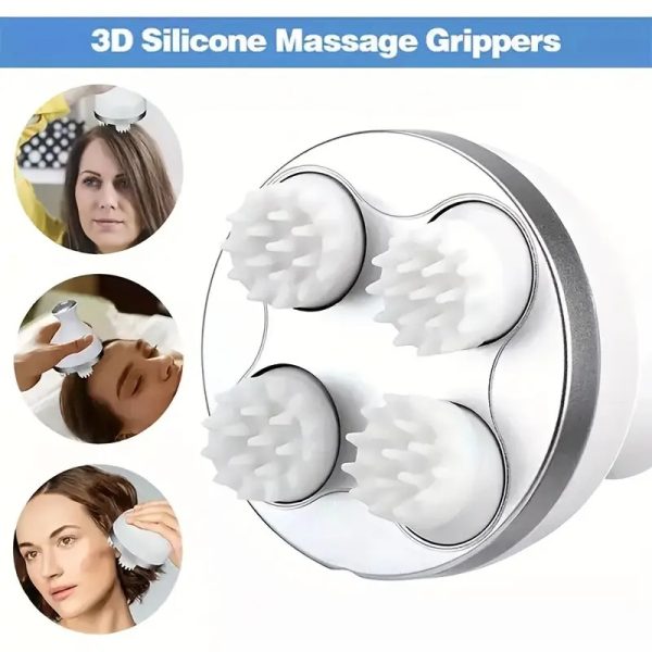 Scalp Massager, Electric Meridian Massage With 4 Moveable Massage Cluster, Rechargeable