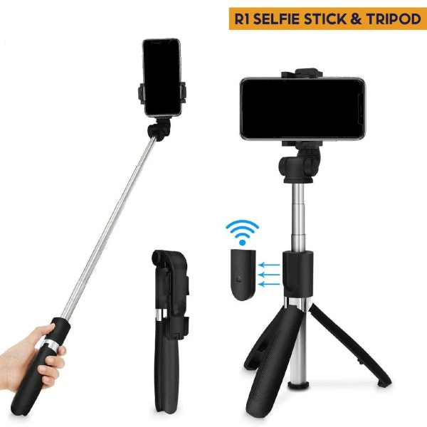 Selfie Stick with Tripod | Foldable Phone & Action Camera Stand | Compatible with iPhone & Android