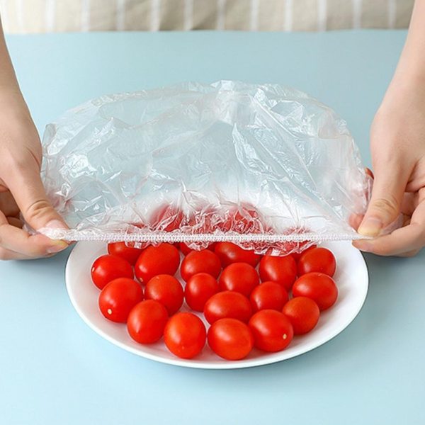 100pcs Stretchable Plastic Food Covers – Disposable Transparent Wrap For Bowls, Plates, Fruits, Vegetables