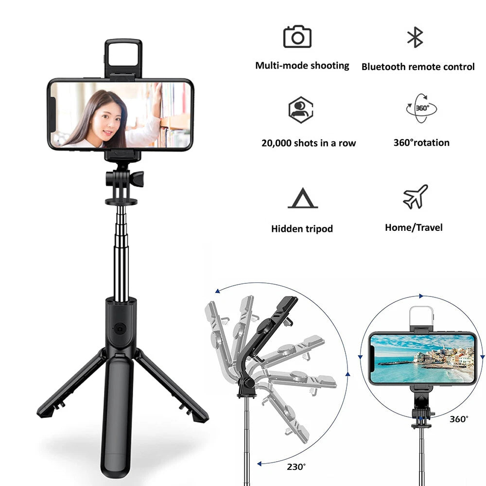 Selfie Stick with Tripod | Foldable Phone & Action Camera Stand | Compatible with iPhone & Android