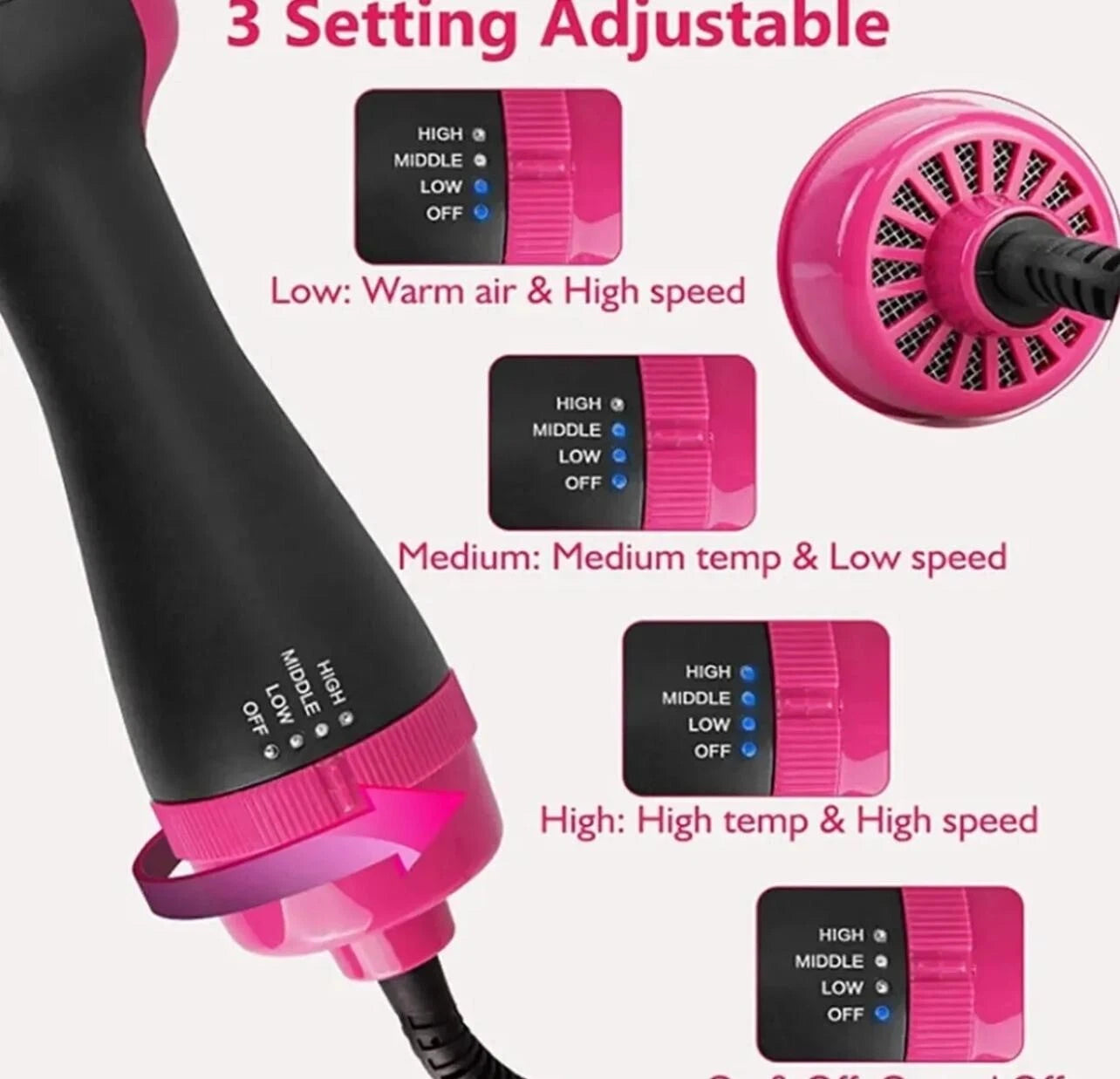 One Step 3 In 1 Hair Dryer And Volumizer / Hot Air Brush – Comb For Drying, Straightening, And Curling