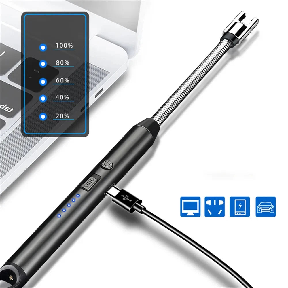 Arc Lighter With Usb Charging | Flameless Windproof | Led Battery Display | Safety Switch