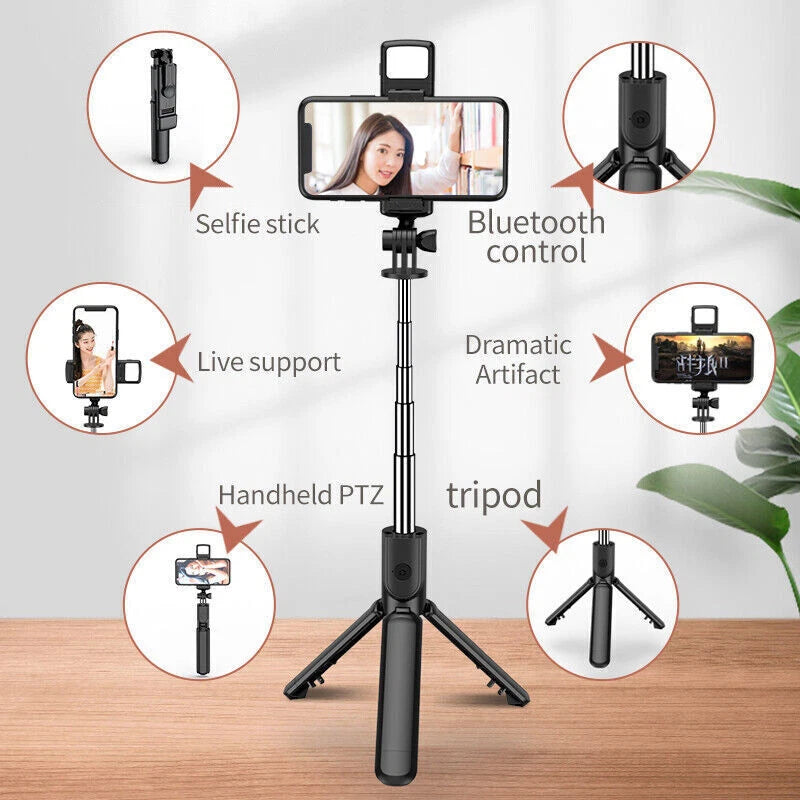 Selfie Stick with Tripod | Foldable Phone & Action Camera Stand | Compatible with iPhone & Android