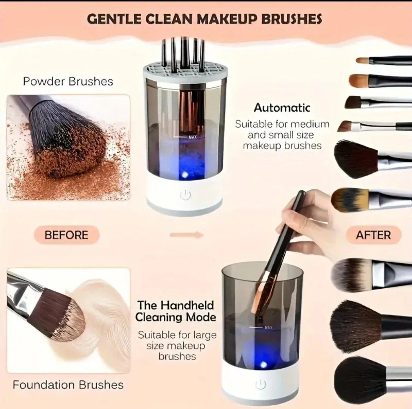 Portable Electric Makeup Brush Cleaner Machine Usb Make Up Brush Cleaner Machine
