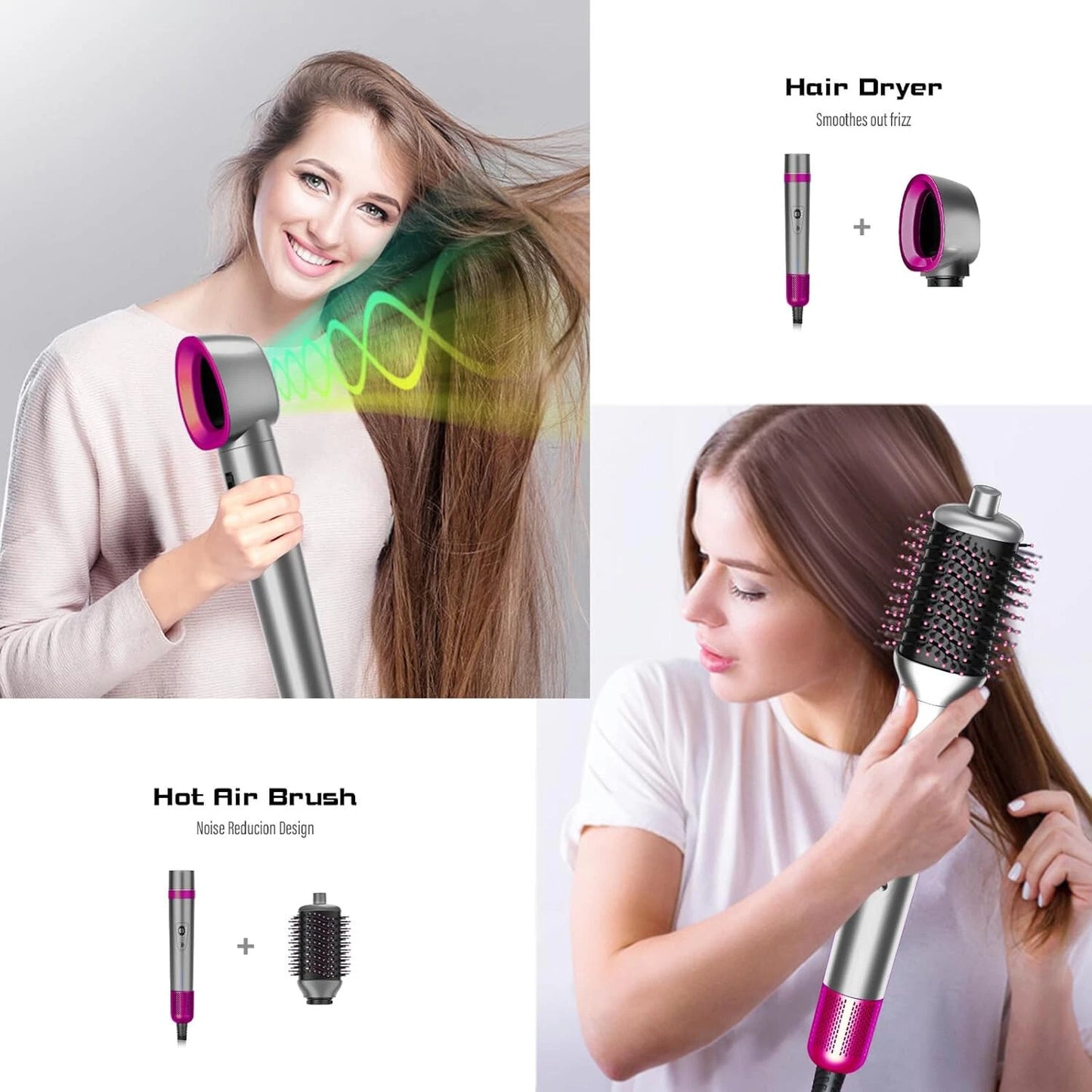 5-in-1 Hair Dryer Brush | Quick Drying, Curling, Volumizing & Straightening Tool