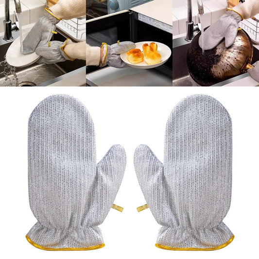 (Pair)Multipurpose Wire Dishwashing Gloves | Dishwashing Rags For Wet And Dry, Steel Wire Miracle Cleaning Cloth With Glove Shape, Non-scratch Wire Dish Cloths For Washing Dishes