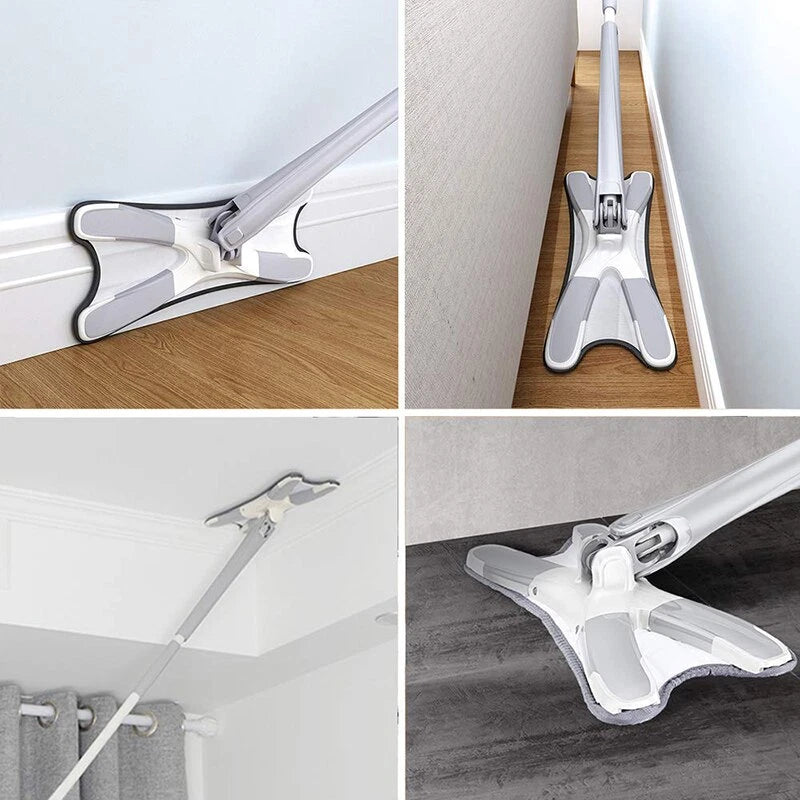 X Mop Manual Extrusion Hand-free Flat Squeeze Mop X-type Microfiber Squeezing Twist Mop Household Cleaning Tool