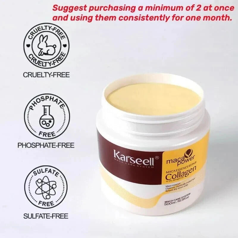 Karseell Hair Mask Collagen Treatment Cream – Argan Oil & Maca Essence, 16.9 Oz 500ml