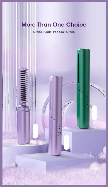 2-in-1 Hair Straightener and Curler Brush | Styling Comb for All Hair Types