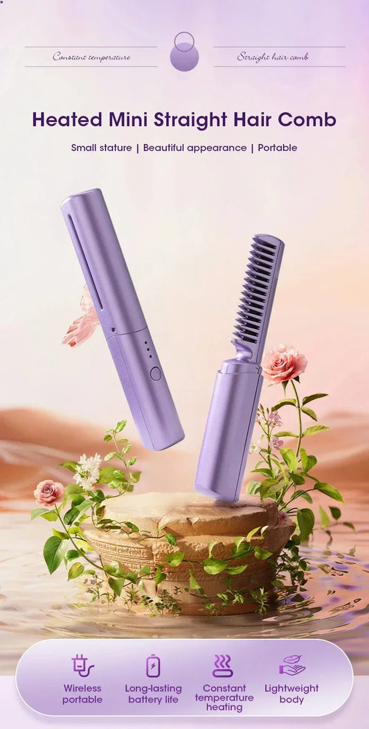 2-in-1 Hair Straightener and Curler Brush | Styling Comb for All Hair Types