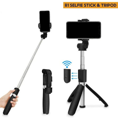 Selfie Stick with Tripod | Foldable Phone & Action Camera Stand | Compatible with iPhone & Android