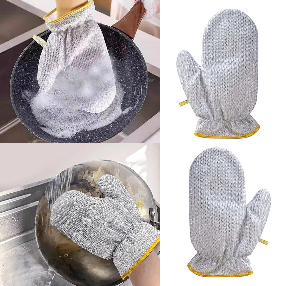 (Pair)Multipurpose Wire Dishwashing Gloves | Dishwashing Rags For Wet And Dry, Steel Wire Miracle Cleaning Cloth With Glove Shape, Non-scratch Wire Dish Cloths For Washing Dishes