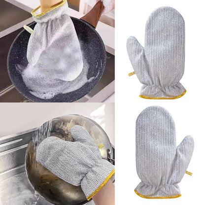 (Pair)Multipurpose Wire Dishwashing Gloves | Dishwashing Rags For Wet And Dry, Steel Wire Miracle Cleaning Cloth With Glove Shape, Non-scratch Wire Dish Cloths For Washing Dishes