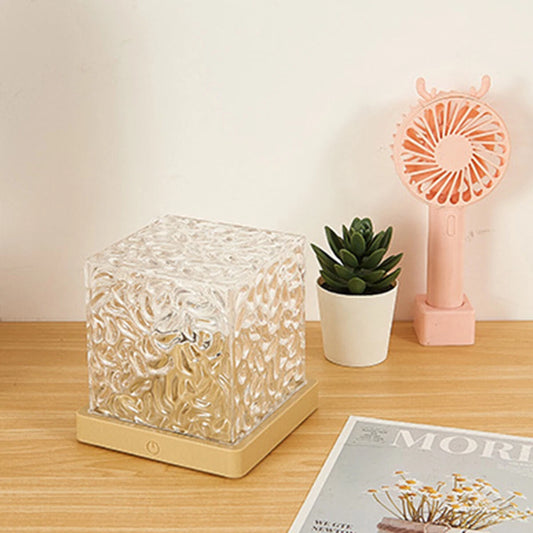 Dynamic Rotating Water Ripple Night Light | 3-Color Flame Crystal Lamp for Living Room Décor