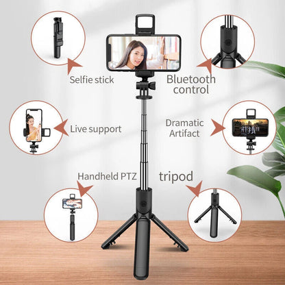 Selfie Stick with Tripod | Foldable Phone & Action Camera Stand | Compatible with iPhone & Android