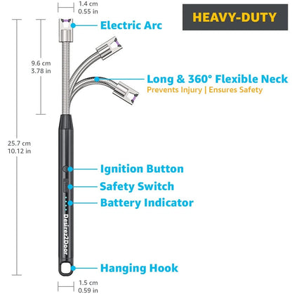 Arc Lighter With Usb Charging | Flameless Windproof | Led Battery Display | Safety Switch