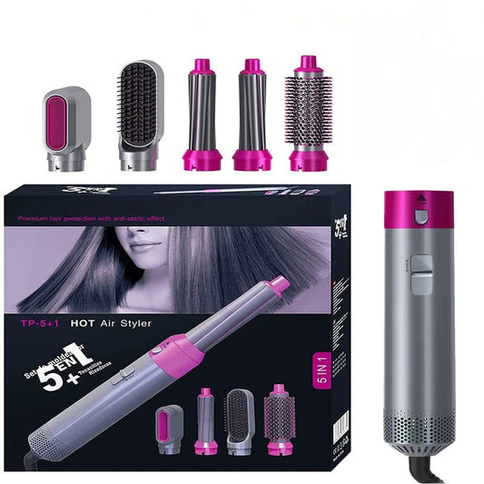 5-in-1 Hair Dryer Brush | Quick Drying, Curling, Volumizing & Straightening Tool