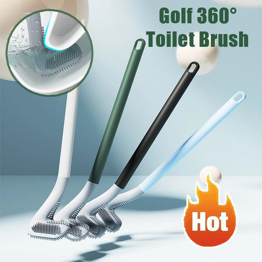 Golf Toilet Brush | Long Handle Silicone Toilet Brush, Flexible Silicone Rubber Toilet Brush Cleaning Golf Style